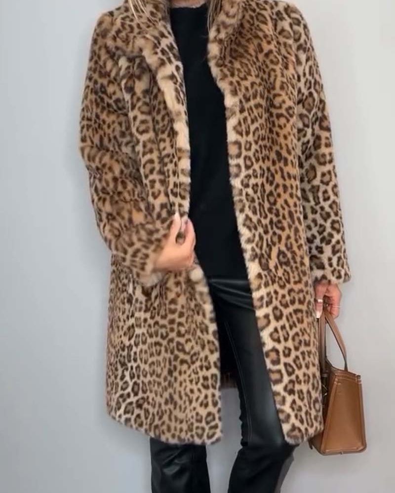 LEIA - Długa, miękka kurtka w leopardzie
