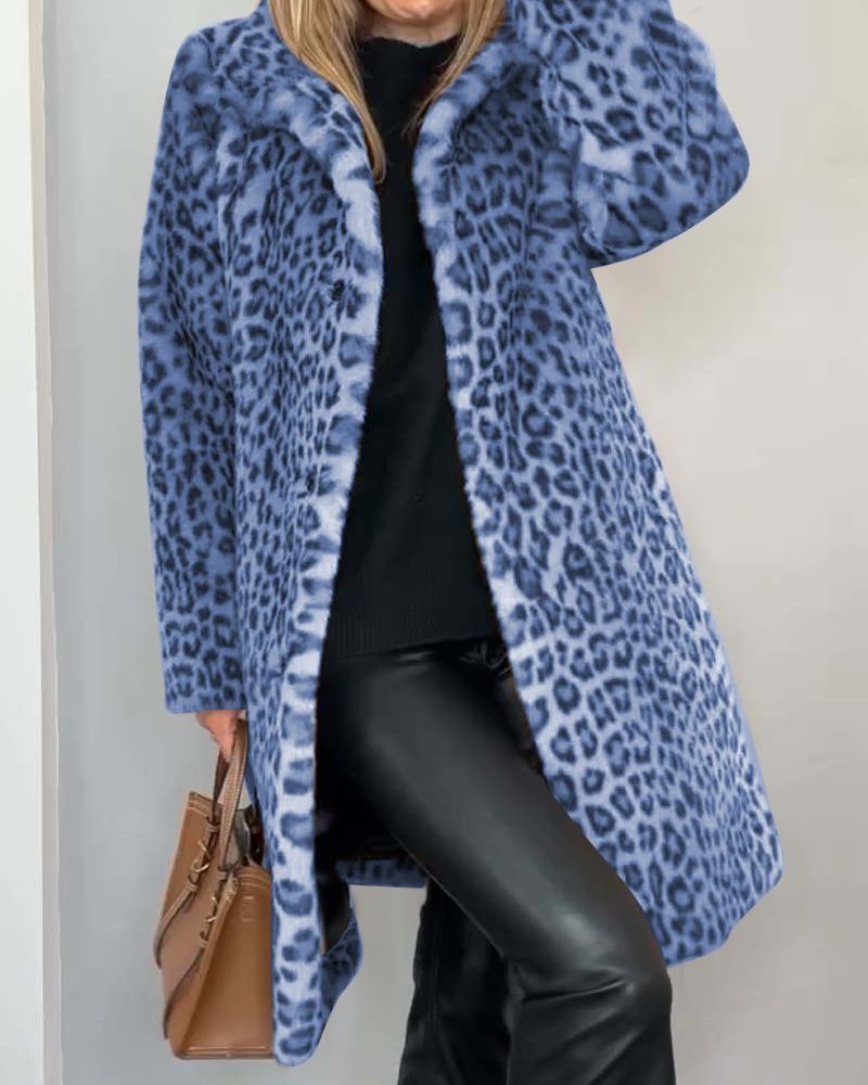 LEIA - Długa, miękka kurtka w leopardzie