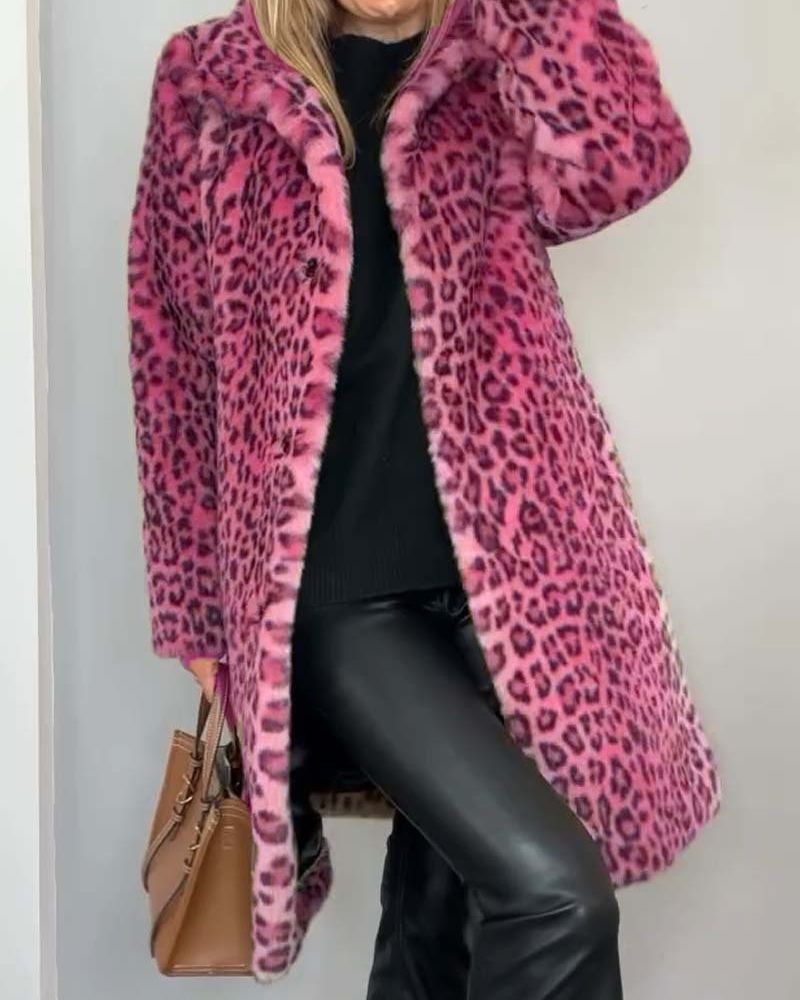 LEIA - Długa, miękka kurtka w leopardzie