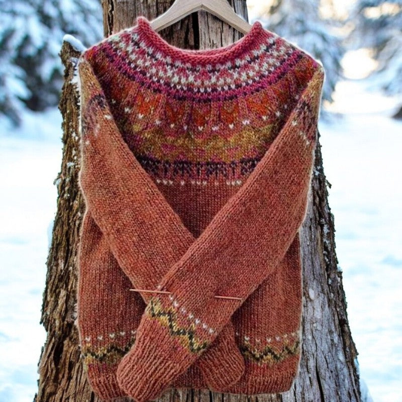 Sarah - Vintage islandzki sweter z nadrukiem Jacquard