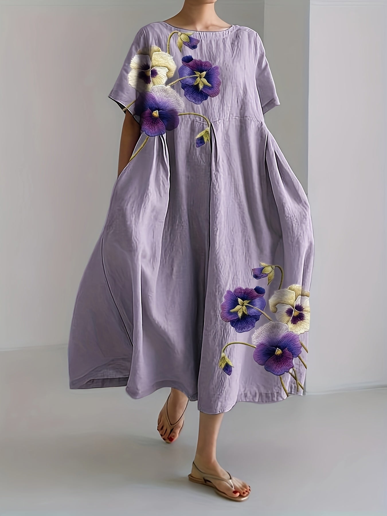 Elegancja Lawendy Midi z Bawełny