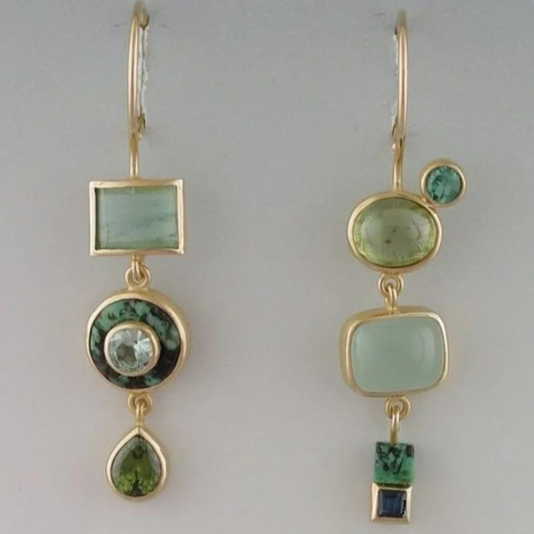 Retro Zielone Kolczyki Dangle