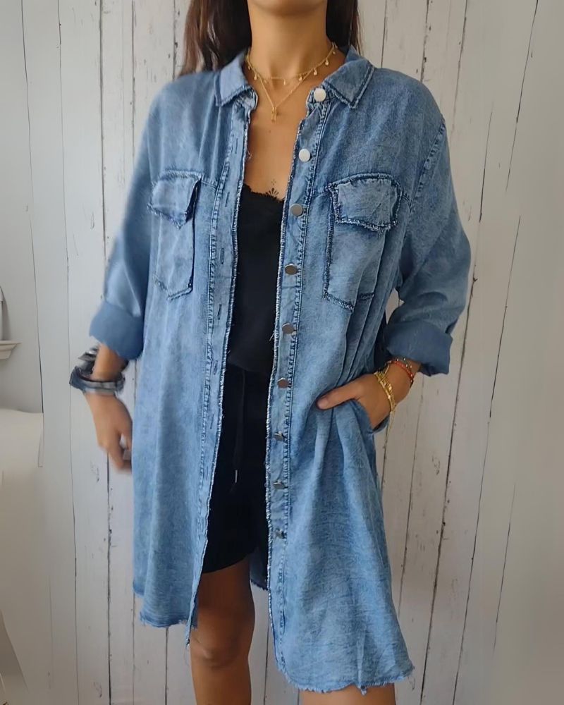ELSSIA - Wygodna kurtka koszulowa z denimu