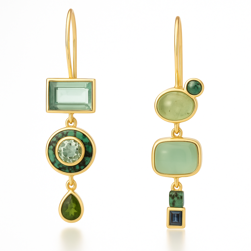 Retro Zielone Kolczyki Dangle
