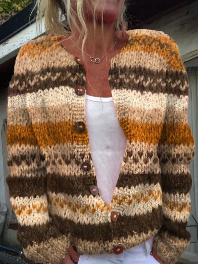 Sweter kardigan z paskowanym wzorem w kolorach