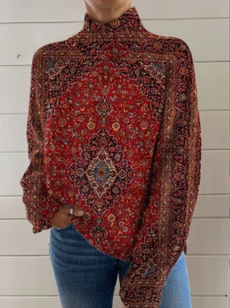 Damski sweter casualowy z nadrukiem vintage